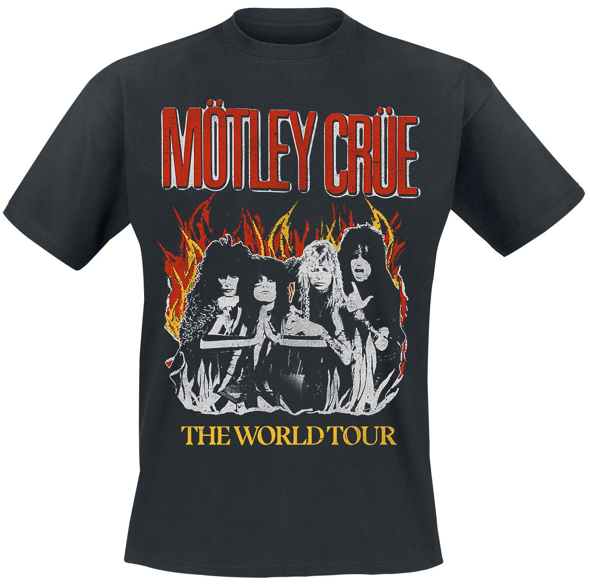 Mötley Crüe Vintage World Tour Flames T-Shirt schwarz in XXL
