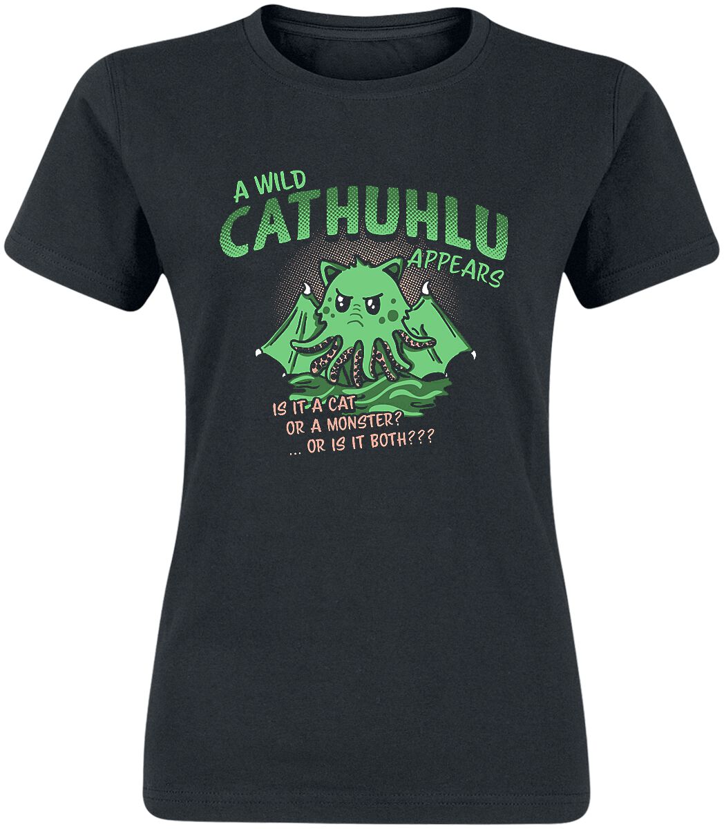 Tierisch T-Shirt - A Wild Cathuhlu Appears - L bis XXL - für Damen - Größe L - schwarz