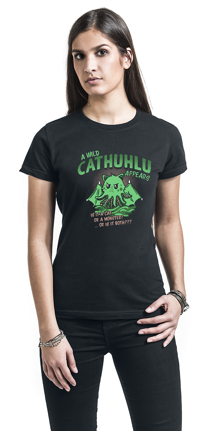Tierisch A Wild Cathuhlu Appears T-Shirt schwarz