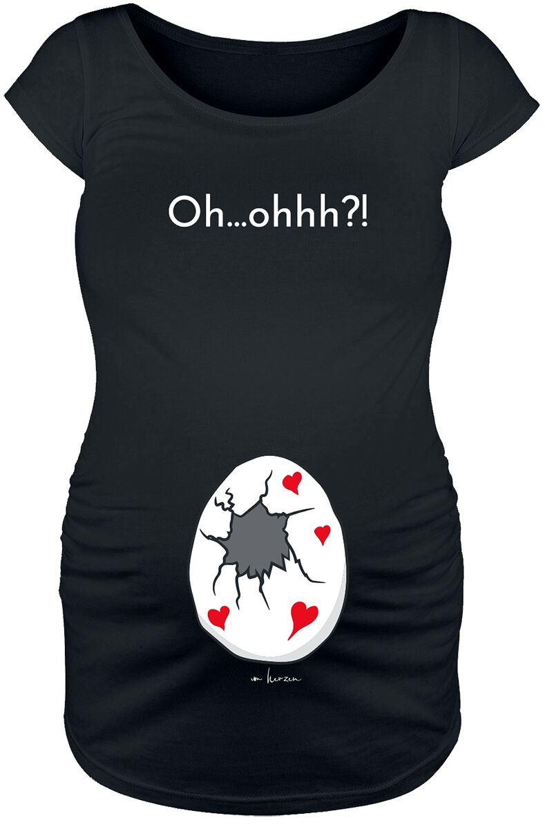 T-Shirt Manches courtes Fun de Vêtements de maternité - Oh... Ohhh? - S à 3XL - pour Femme - noir