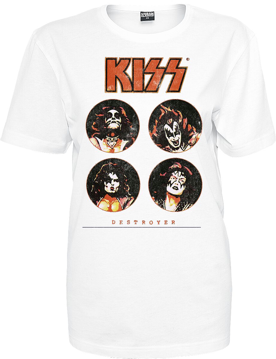 T-Shirt Manches courtes de Kiss - Destroyer Circles - S à XL - pour Femme - blanc