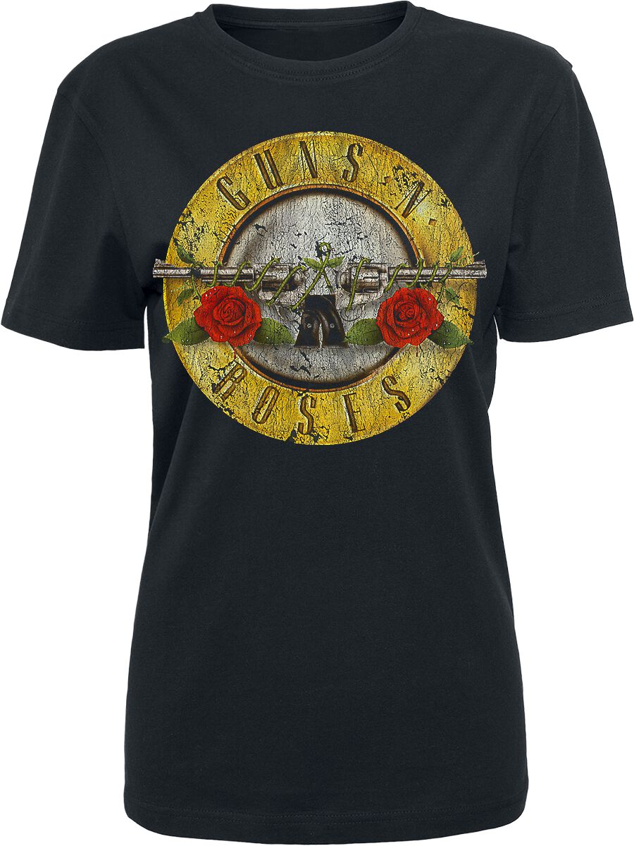T-Shirt Manches courtes de Guns N' Roses - Bullet Logo Distressed - S - pour Femme - noir