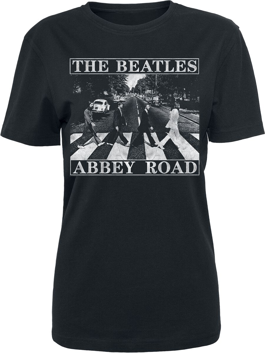 T-Shirt Manches courtes de The Beatles - Abbey Road Distressed - S à XL - pour Femme - noir