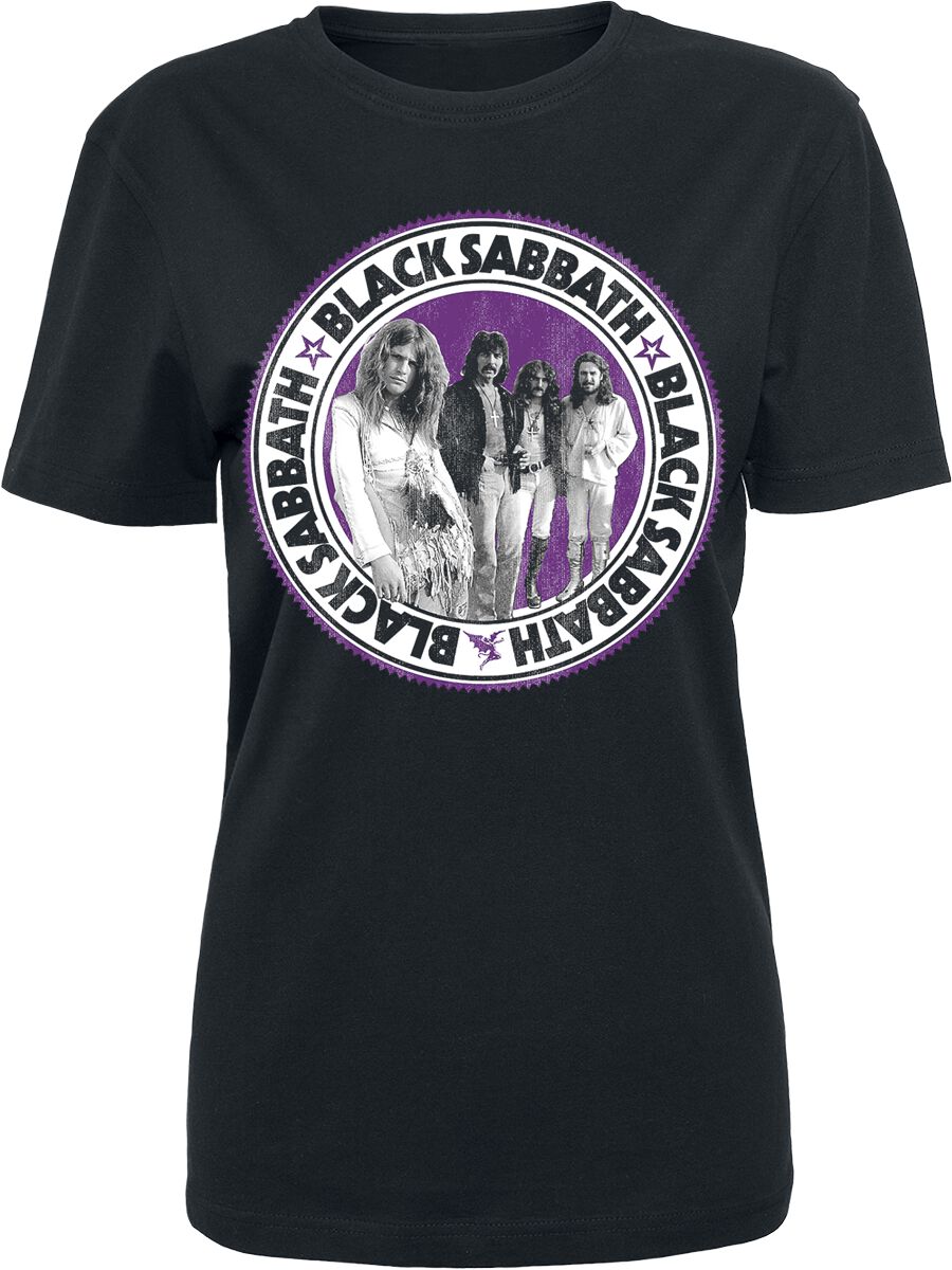 T-Shirt Manches courtes de Black Sabbath - Band Photo - S à XL - pour Femme - noir
