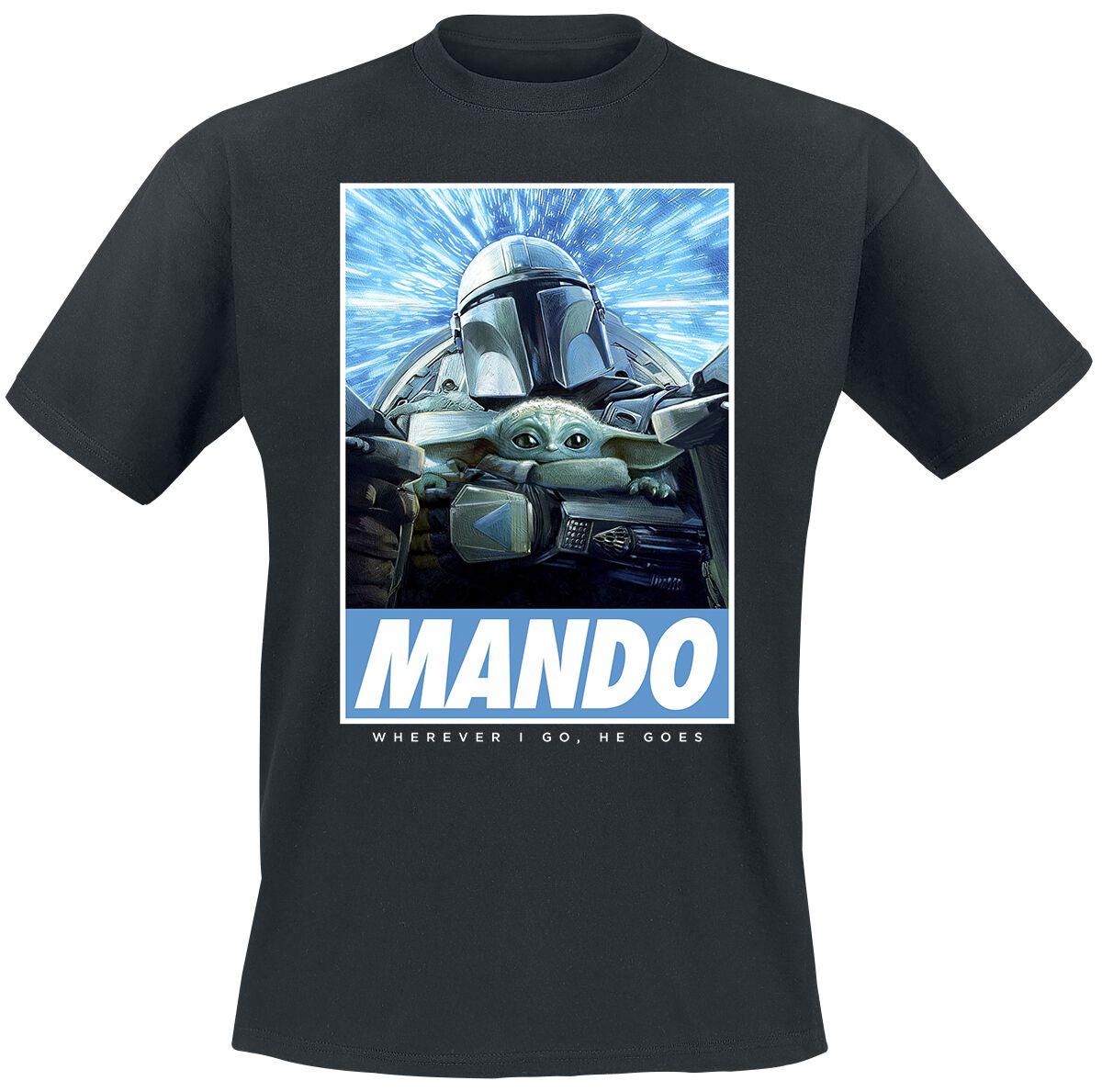 Star Wars T-Shirt - The Mandalorian - Season 3 - Wherever I Go - S bis 4XL - für Männer - Größe 4XL - schwarz  - Lizenzierter Fanartikel