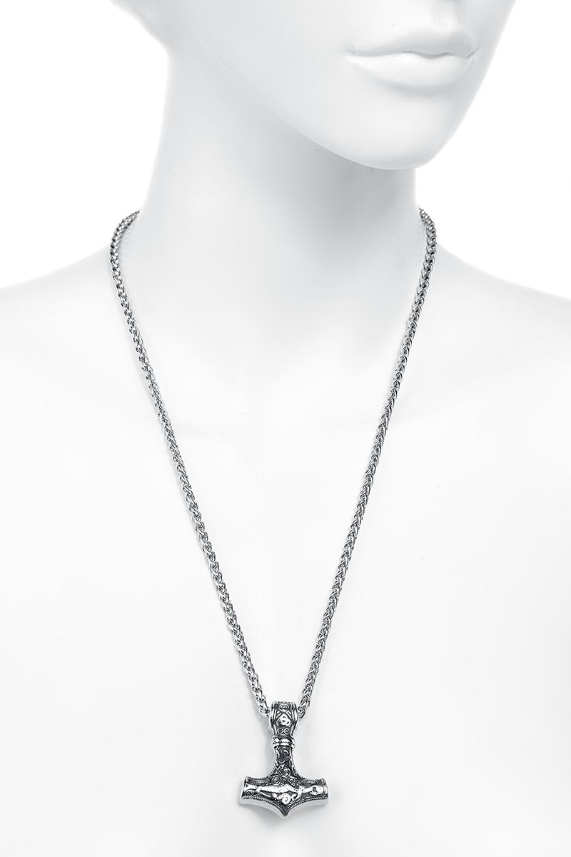 URBANTIMBER Thor's Hammer mit keltischen Knoten und Triquetra Halskette silberfarben