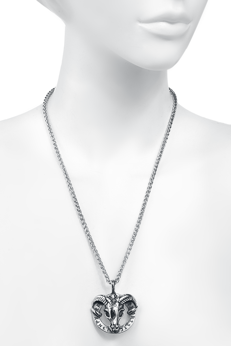 URBANTIMBER Widder mit Valknut und Wikinger Symbolen Halskette silberfarben