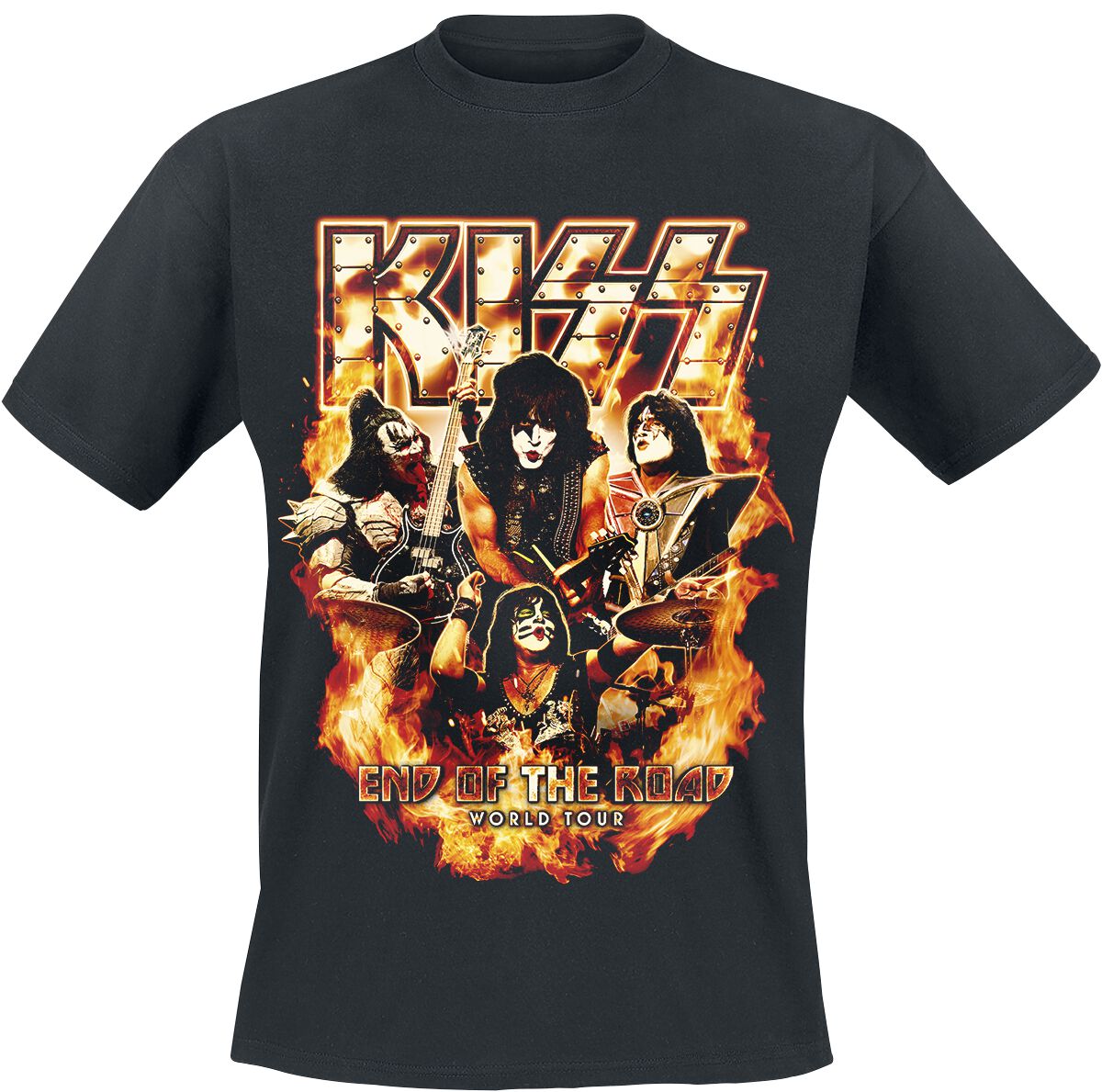 Kiss T-Shirt - EOTR Tour 2023 On Fire - L bis 3XL - für Männer - Größe XXL - schwarz  - Lizenziertes Merchandise!