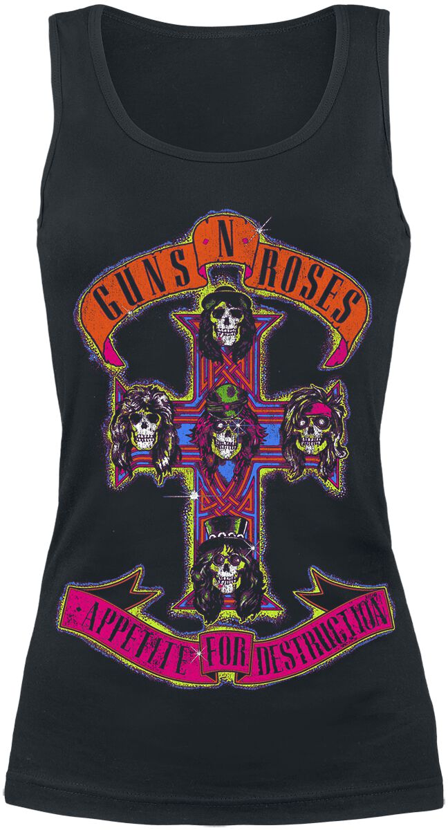 Guns N` Roses Top - Appetite Cross - S bis XXL - für Damen - Größe XL - schwarz  - Lizenziertes Merchandise!