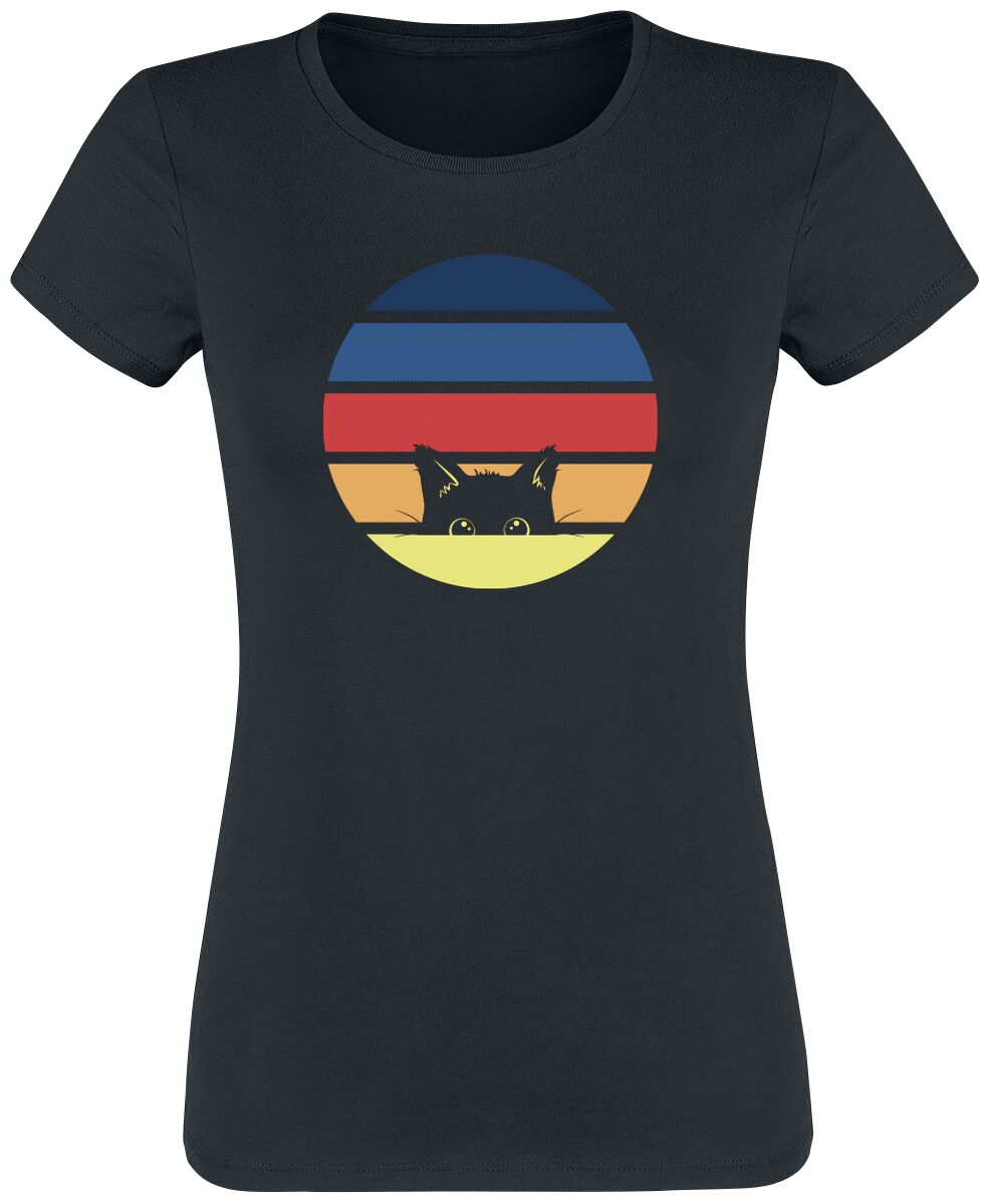 T-Shirt Manches courtes Fun de Tierisch - 80's Cat - M à 3XL - pour Femme - noir