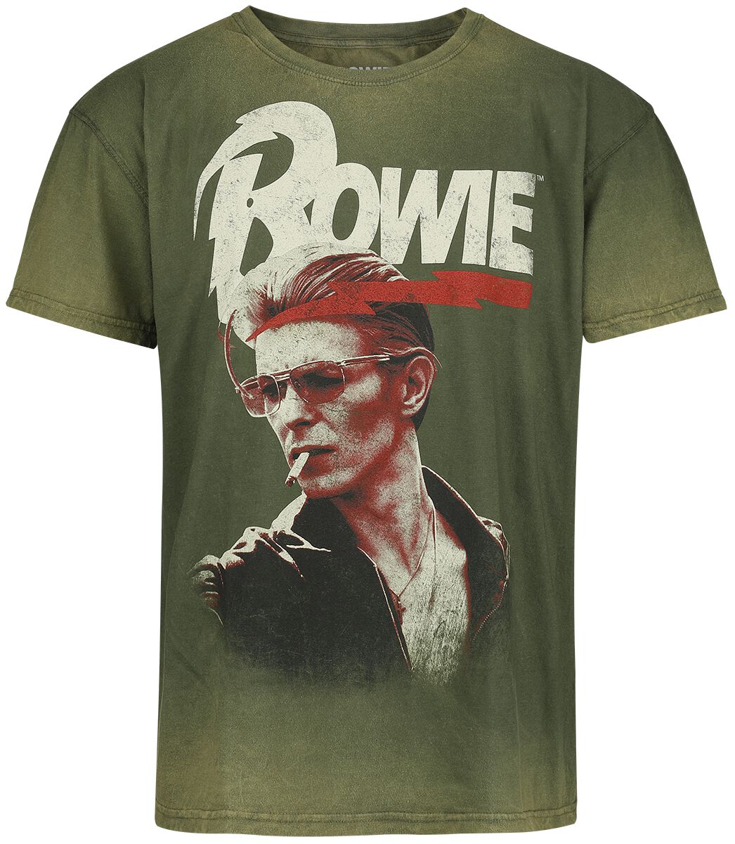 David Bowie Smoking T-Shirt grün in 3XL