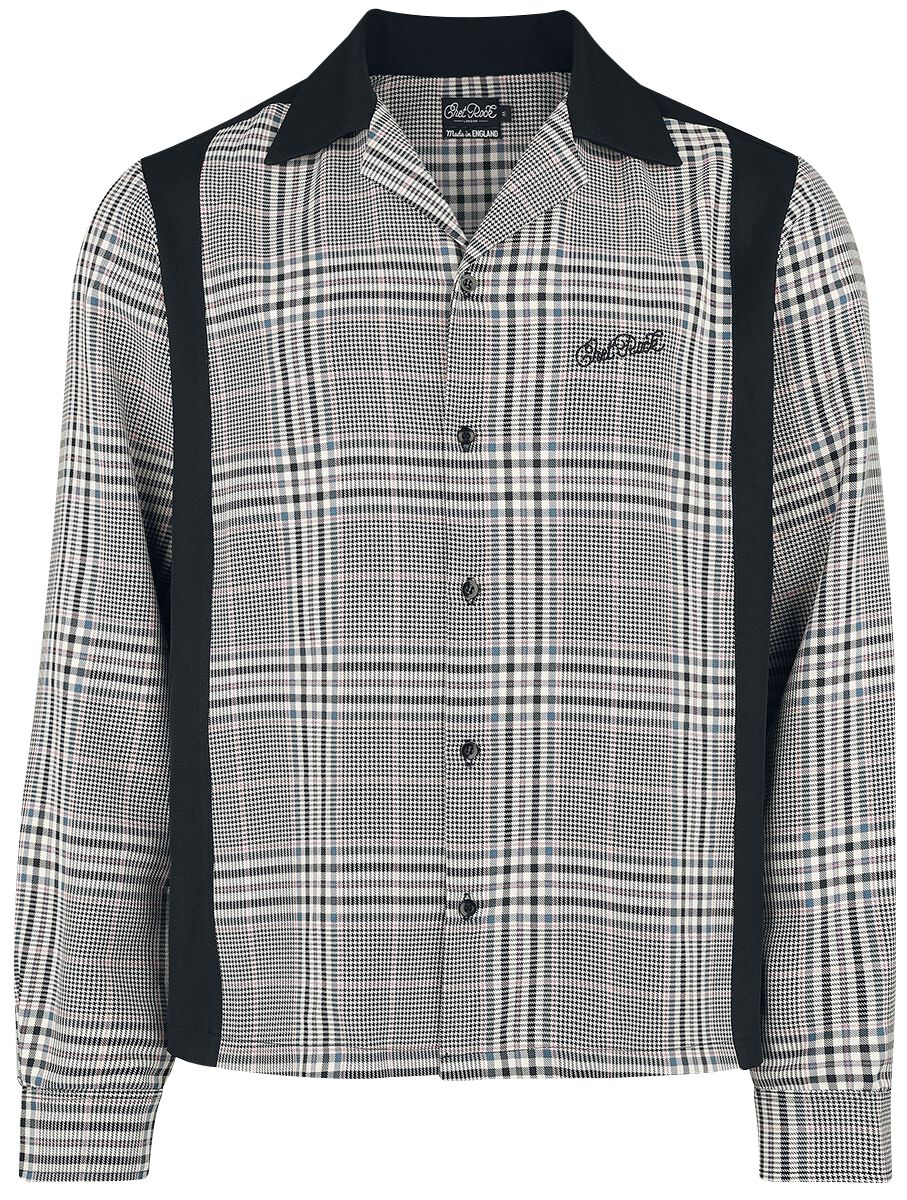 Chet Rock - Rockabilly Langarmhemd - Lucas Long Sleeve Shirt - XL bis 3XL - für Männer - Größe 3XL - schwarz/braun