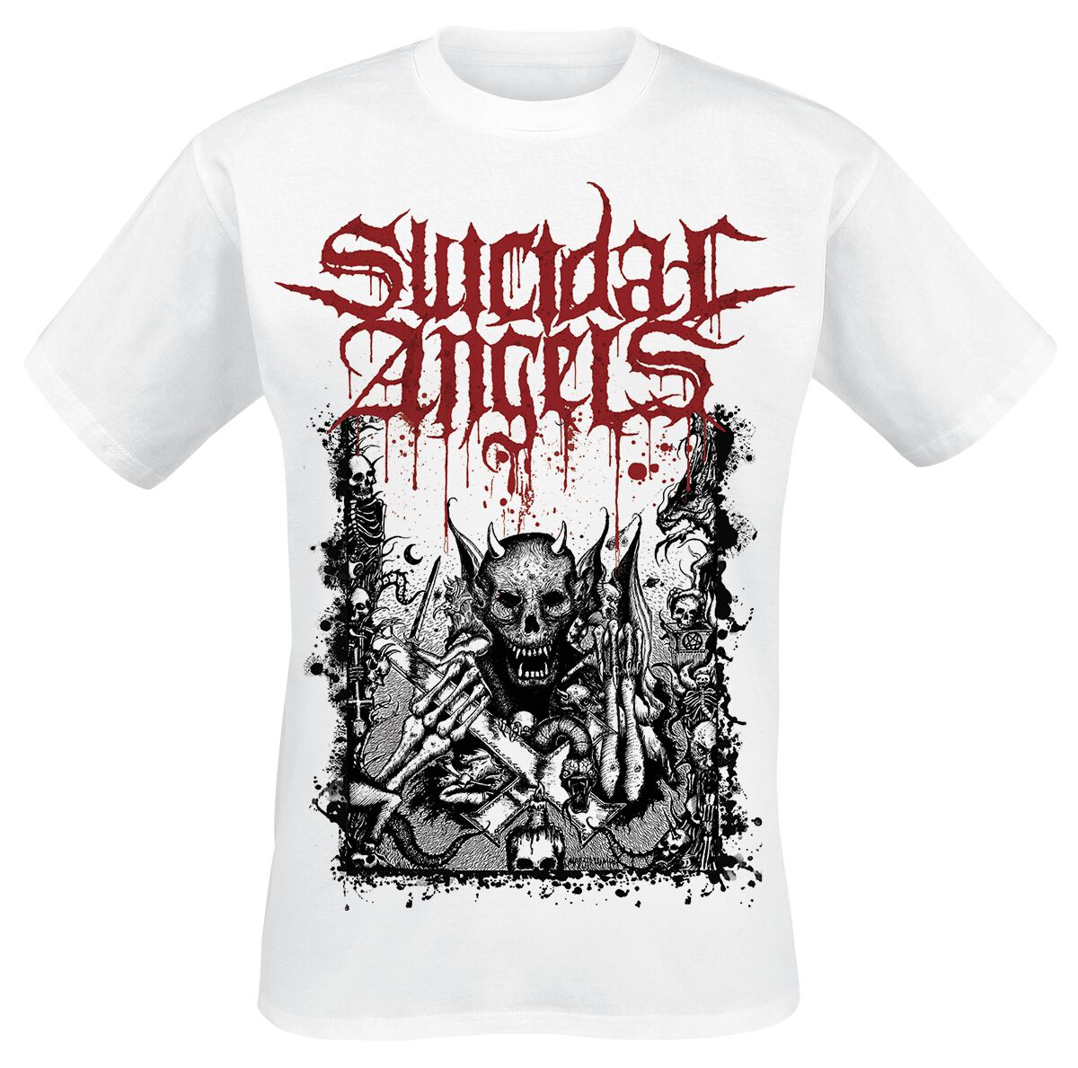 T-Shirt Manches courtes de Suicidal Angels - Welcome To The Nightmare - L à 3XL - pour Homme - blanc