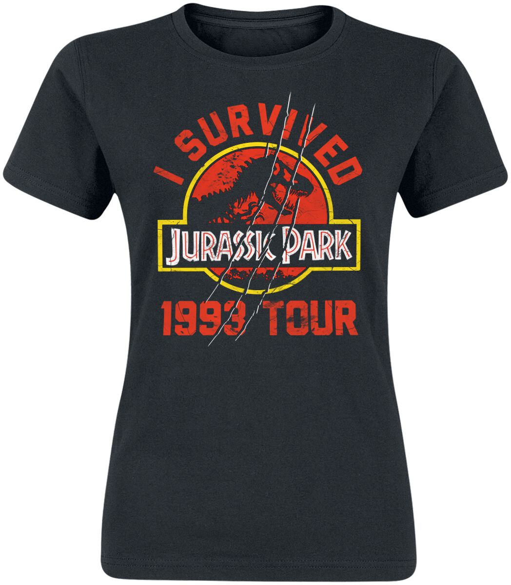 T-Shirt Manches courtes de Jurassic Park - 1993 - Tour - S à XL - pour Femme - noir