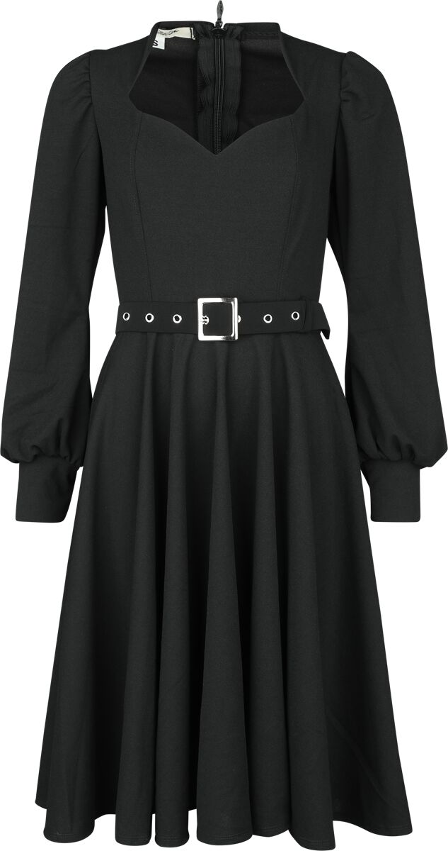 Belsira - Rockabilly Kleid knielang - Dress with Longsleeves - XS bis XXL - für Damen - Größe S - schwarz