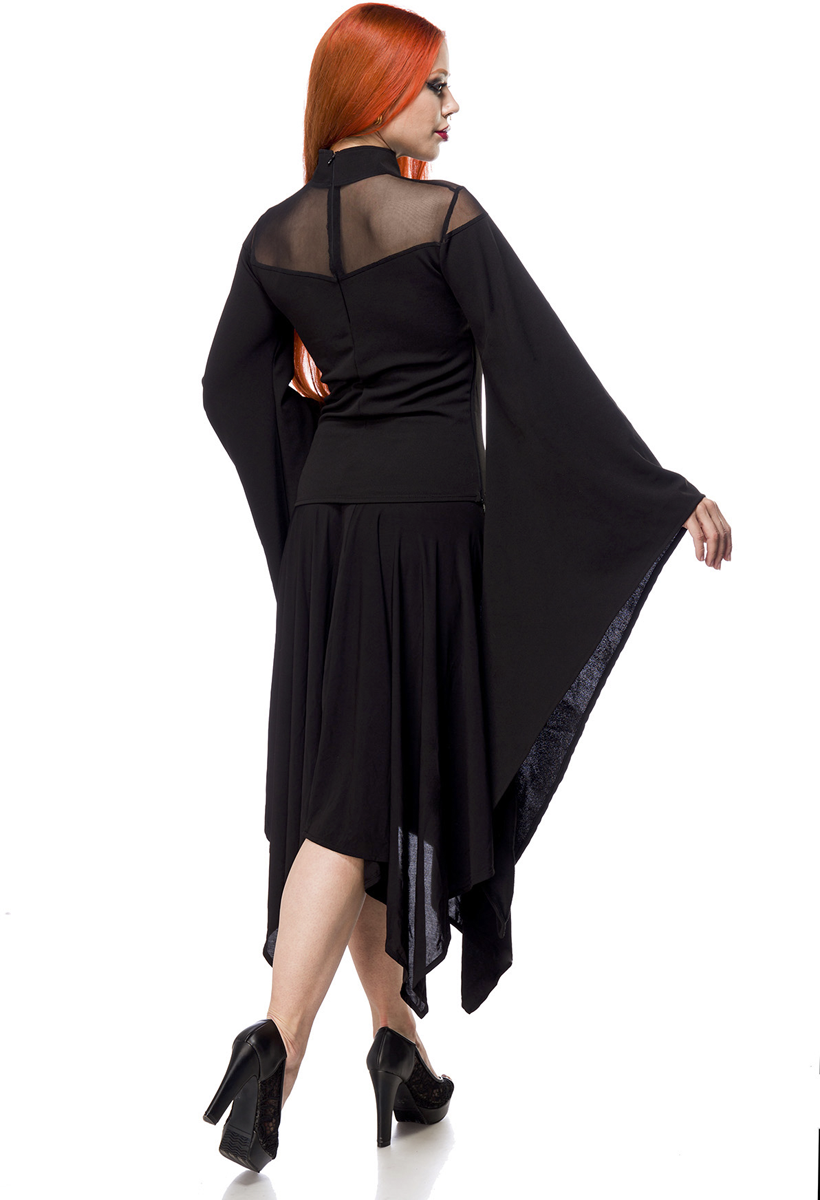 Ocultica - Rockabilly Kleid lang - XS bis L - für Damen - Größe S - schwarz