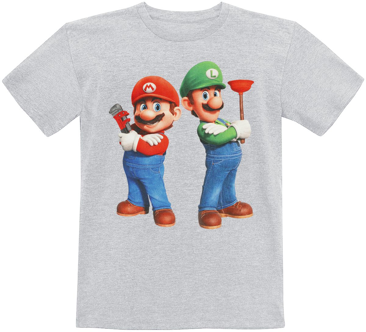 Image of T-Shirt Gaming di Super Mario - Kids - Plumbing Bros. - 104 a 128 - ragazzi & ragazze - grigio