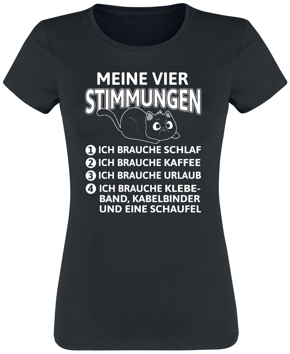 Tierisch T-Shirt - Meine Vier Stimmungen - S bis XXL - für Damen - Größe XXL - schwarz