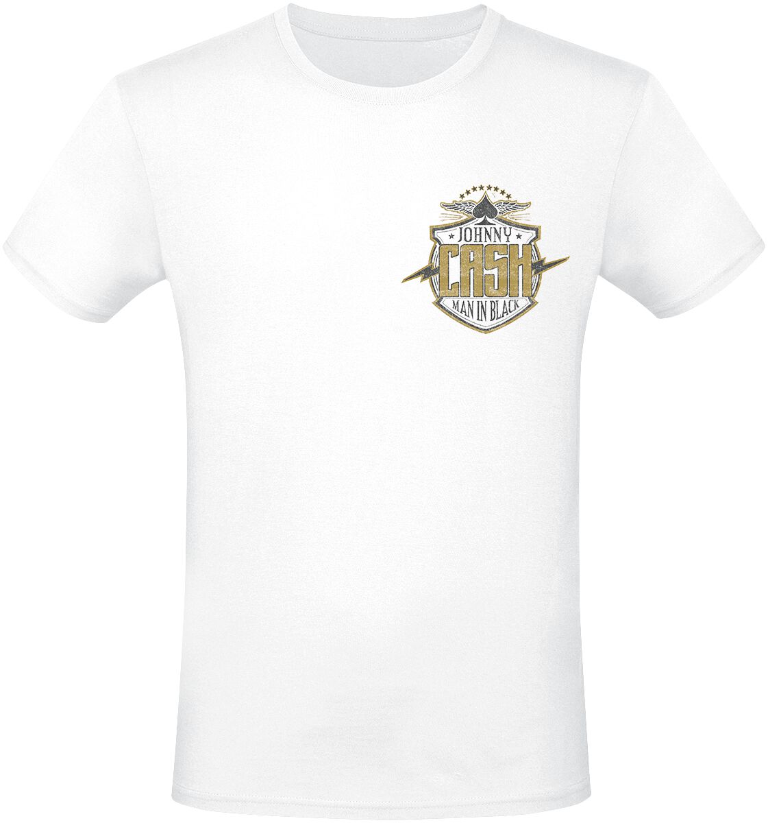 Johnny Cash T-Shirt – Shield Pocket – S bis XXL – für Männer – Größe M – weiß  – Lizenziertes Merchandise!