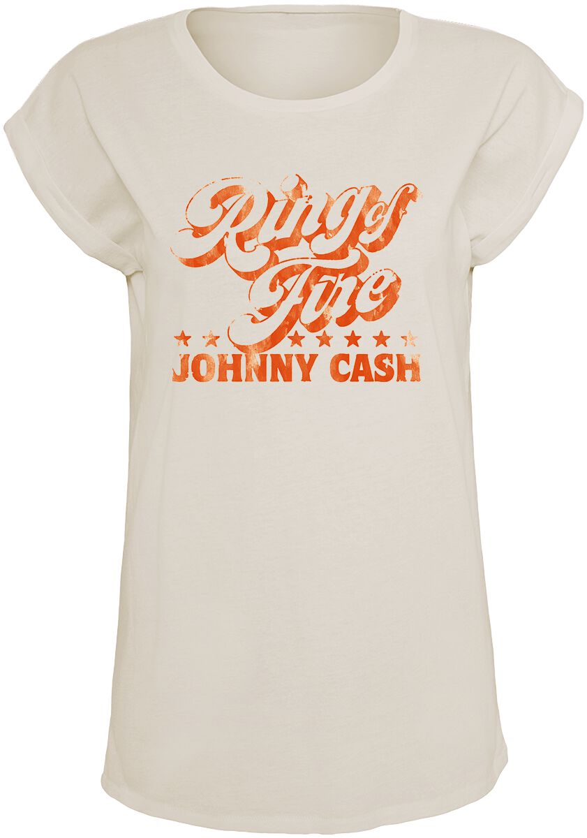 Levně Johnny Cash Ring Of Fire Dámské tričko krémová