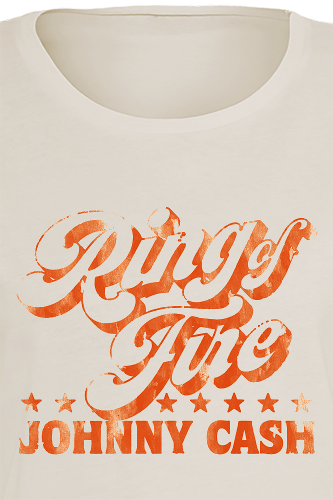 Johnny Cash T-Shirt - Ring Of Fire - M bis XL - für Damen - Größe XL - creme  - Lizenziertes Merchandise!