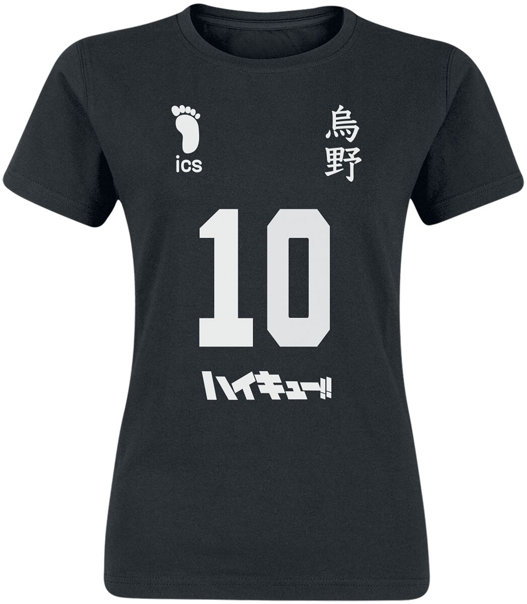 T-Shirt Manches courtes de Haikyuu - Number 10 - S à XXL - pour Femme - noir