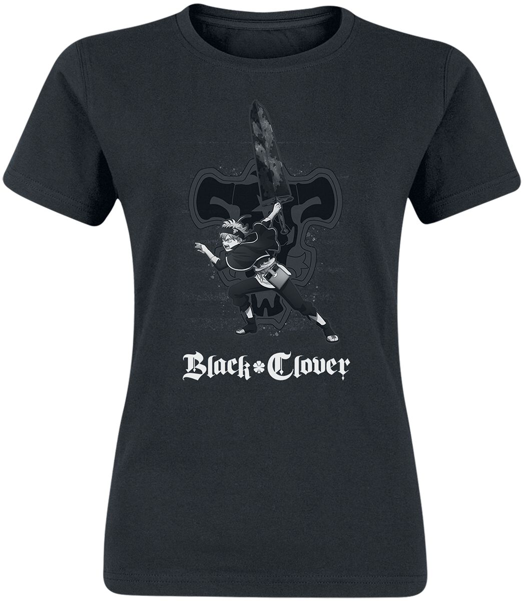 Black Clover - Anime T-Shirt - Mono Clover - S bis XL - für Damen - Größe M - schwarz  - Lizenzierter Fanartikel