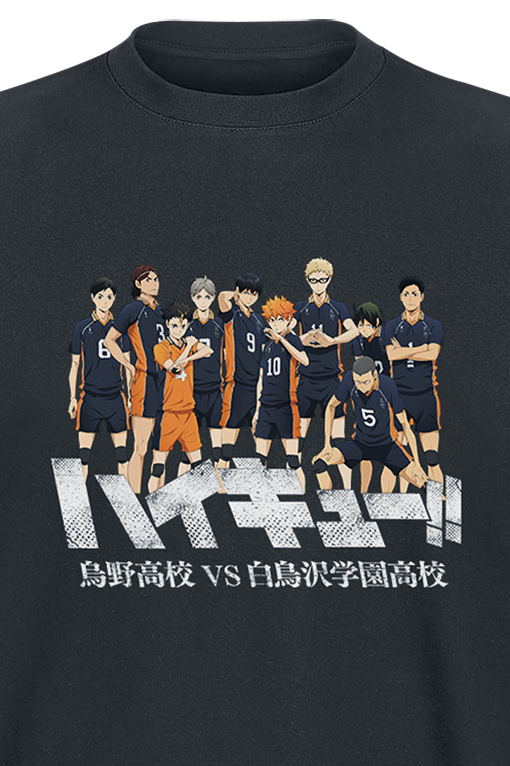Haikyu!! - Anime T-Shirt - Teamshot - S bis XL - für Männer - Größe S - schwarz  - Lizenzierter Fanartikel