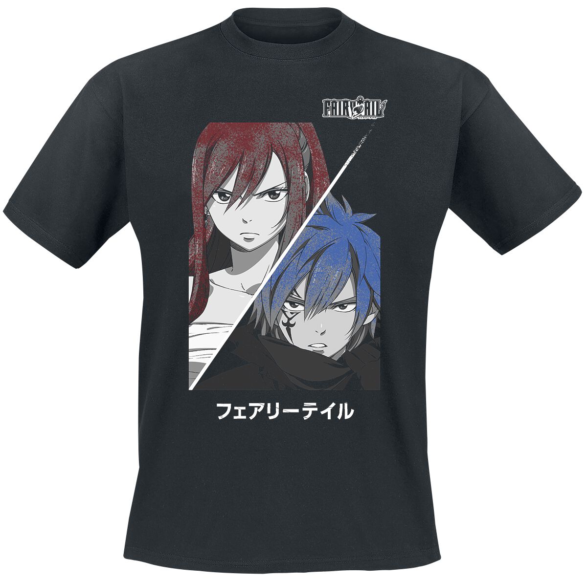 Fairy Tail - Anime T-Shirt - Scarlet - Split - S bis XXL - für Männer - Größe L - schwarz  - Lizenzierter Fanartikel