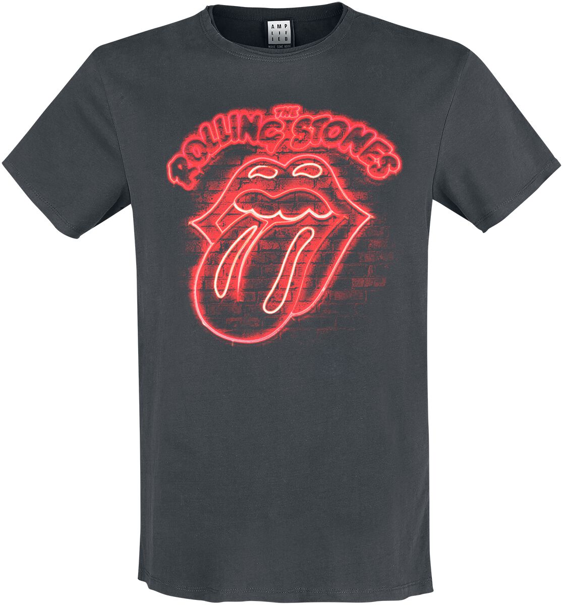 The Rolling Stones T-Shirt - Amplified Collection - Neon Light - S bis XL - für Männer - Größe XL - charcoal  - Lizenziertes Merchandise!