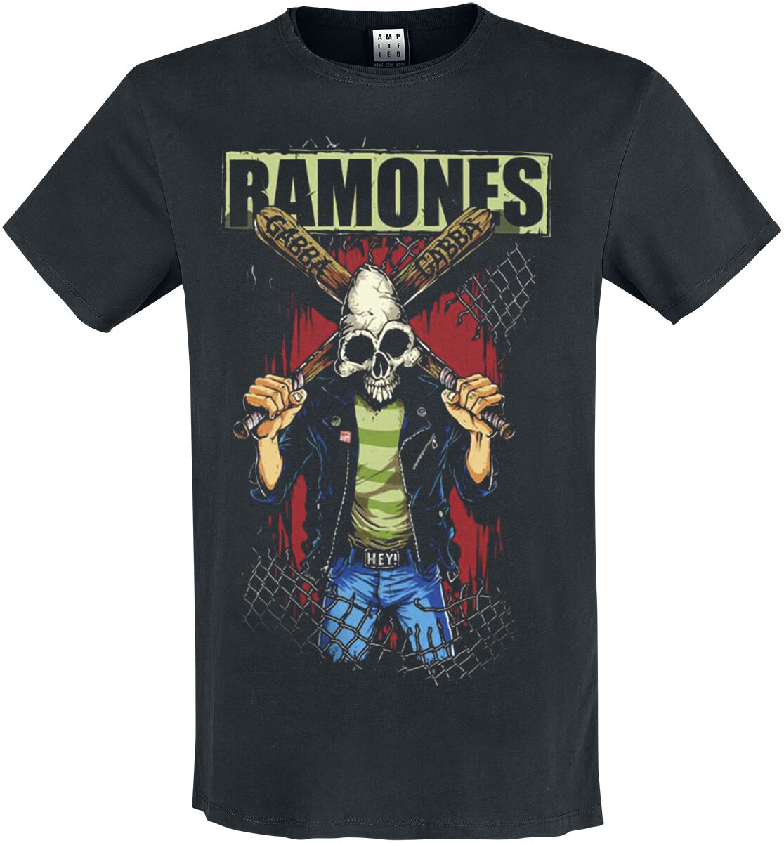 Ramones T-Shirt - Amplified Collection - Gabba Gabba - S - für Männer - Größe S - schwarz  - Lizenziertes Merchandise!