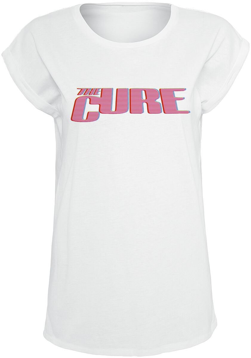 The Cure T-Shirt - Pink Logo - S bis L - für Damen - Größe S - weiß  - Lizenziertes Merchandise!