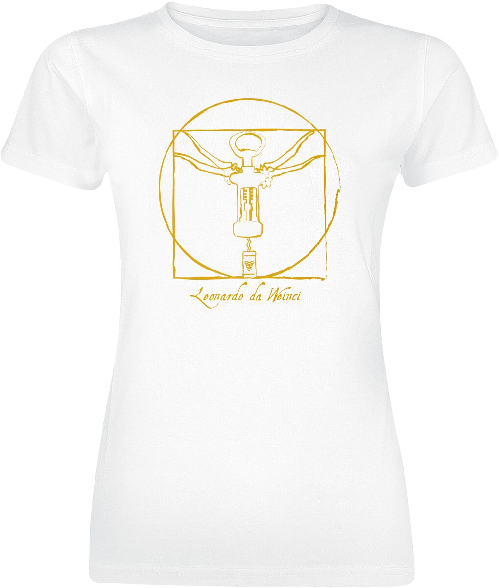 Alkohol & Party T-Shirt - Leonardo da Weinci - L bis XXL - für Damen - Größe L - weiß