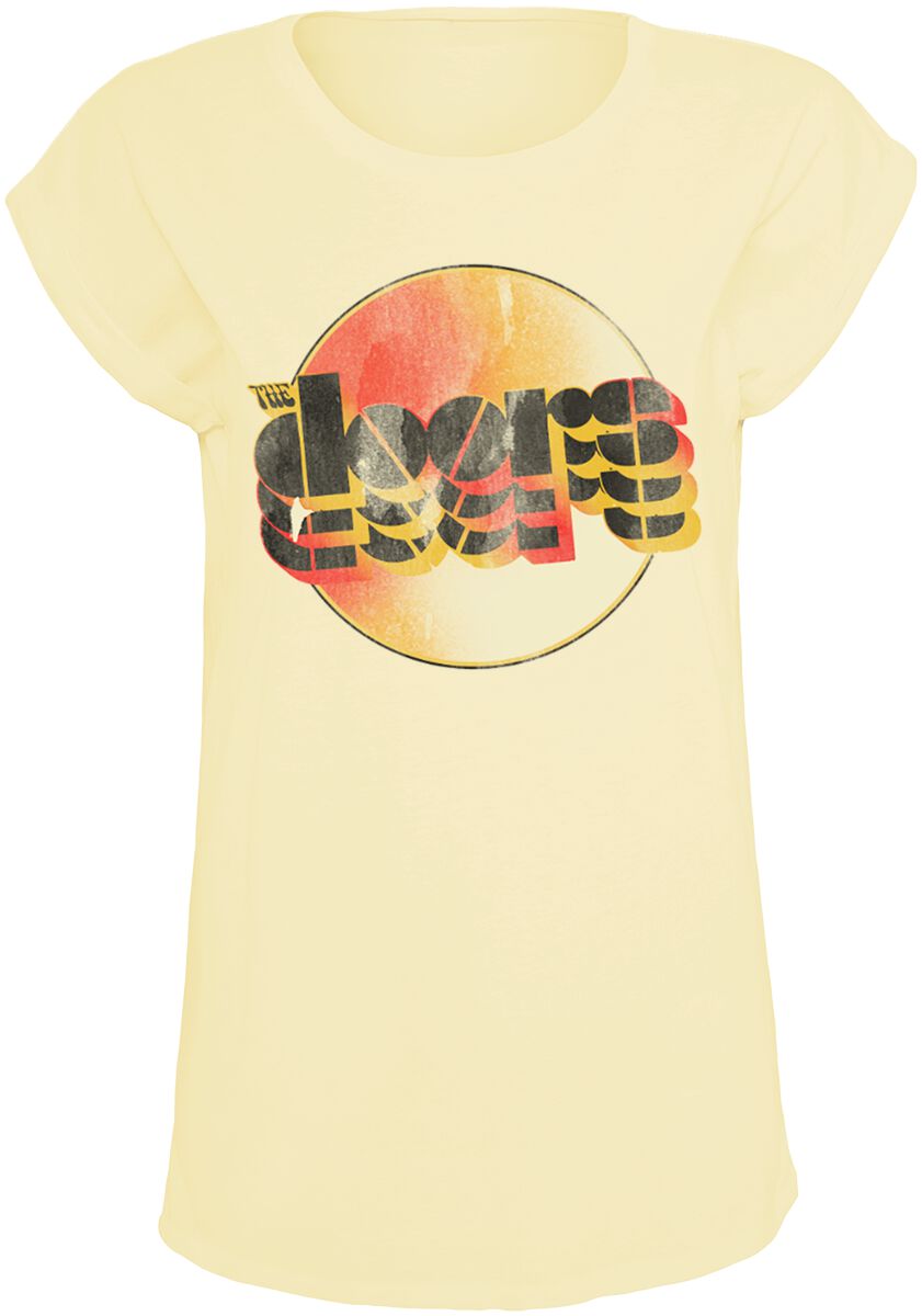The Doors T-Shirt - Repetitive Logo - S bis M - für Damen - Größe S - hellgelb  - Lizenziertes Merchandise!
