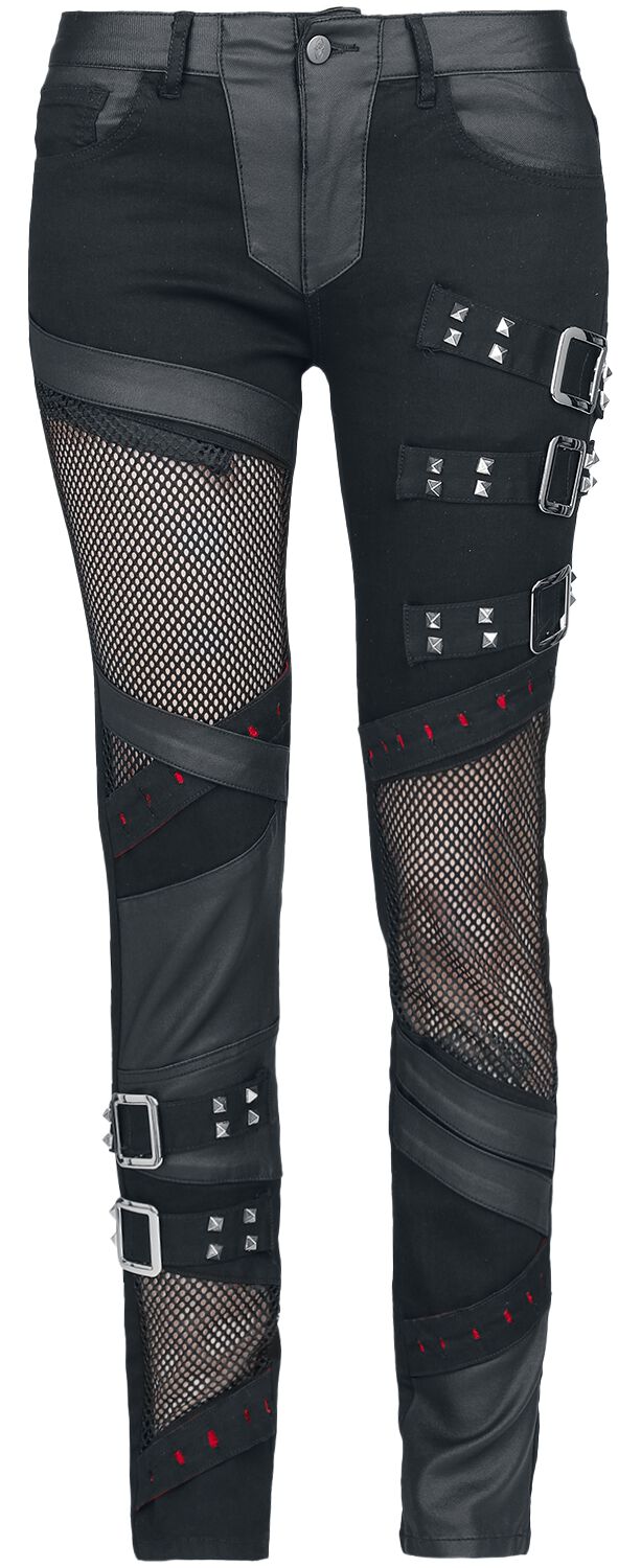 Image of Jeans Gothic di Gothicana by EMP - Jeans with Mesh Details - W27L30 a W31L32 - Donna - nero