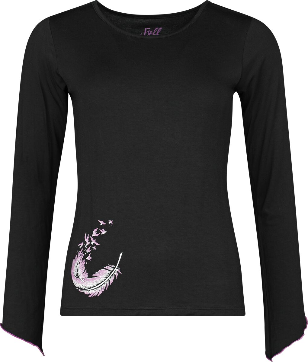 Image of Maglia Maniche Lunghe Gothic di Full Volume by EMP - Longsleeve With Wing And Feather Print - S a XXL - Donna - nero