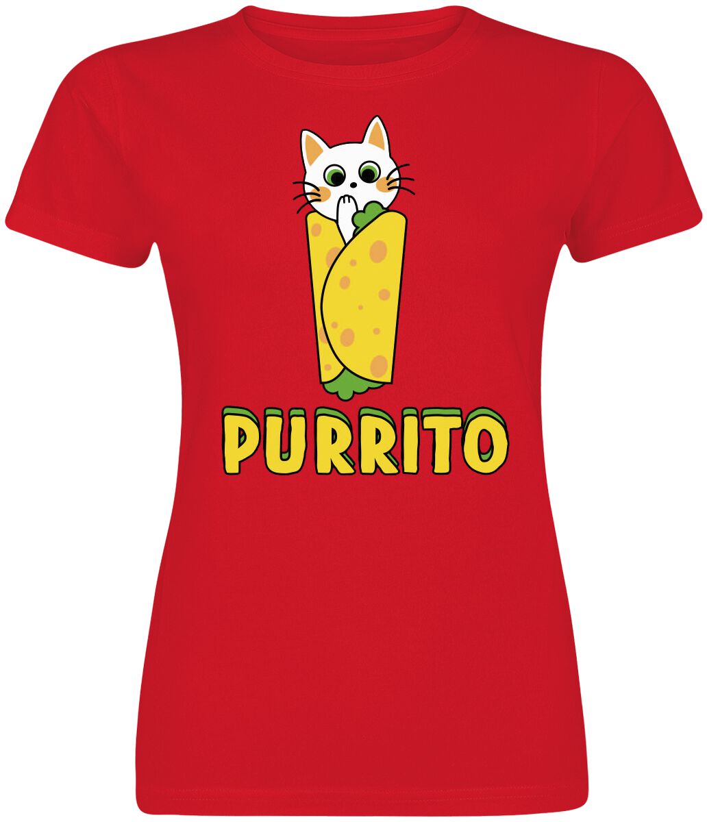 T-Shirt Manches courtes Fun de Food - Purrito - S à 3XL - pour Femme - rouge