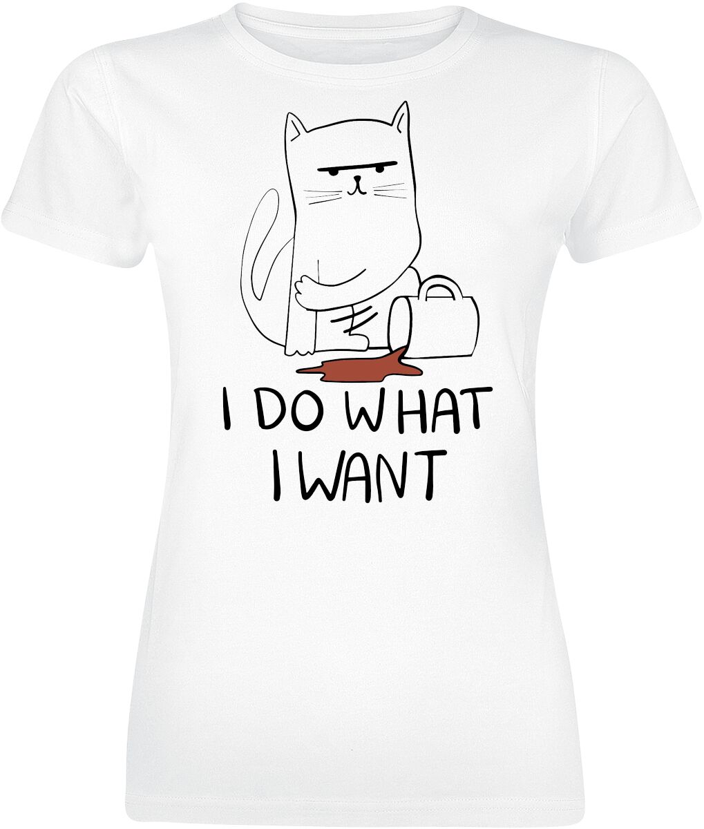 T-Shirt Manches courtes Fun de Tierisch - I Do What I Want - S à 3XL - pour Femme - blanc