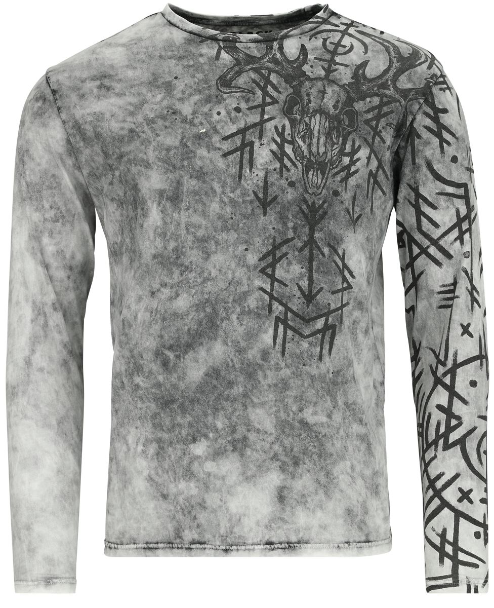 Image of Maglia Maniche Lunghe di Black Premium by EMP - Long sleeve with runes print - S a XXL - Uomo - grigio