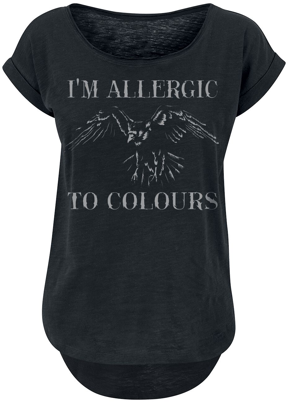 T-Shirt Manches courtes Fun de Slogans - Allergic To Colours - XS à 5XL - pour Femme - noir