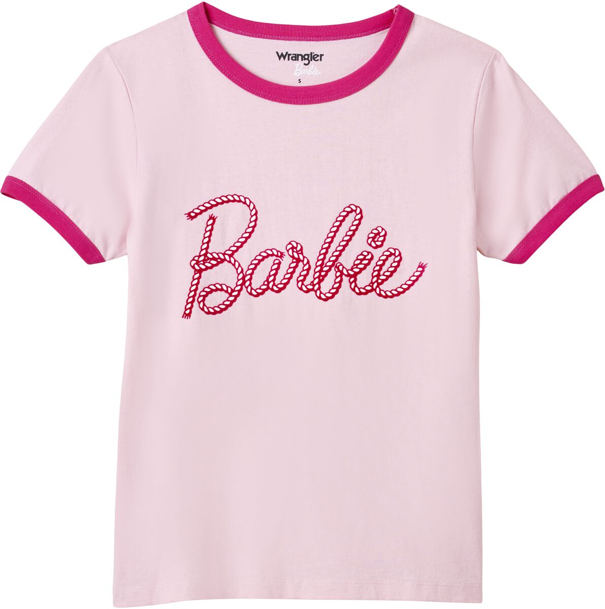 Image of T-Shirt di Wrangler - Barbie slim ringer T-shirt - XS a XL - Donna - rosa