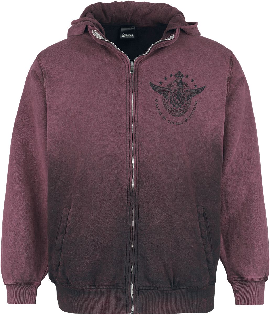 Sabaton Kapuzenjacke – Valor Courage Honor – S bis XXL – für Männer – Größe L – weinrot  – EMP exklusives Merchandise!