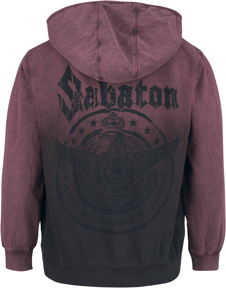 Sabaton Kapuzenjacke - Valor Courage Honor - S bis XXL - für Männer - Größe L - weinrot  - EMP exklusives Merchandise!