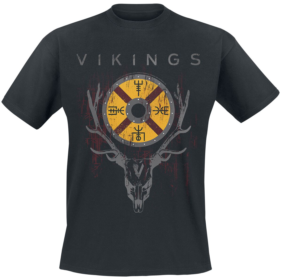 Vikings T-Shirt - Deer - S bis 5XL - für Männer - Größe 5XL - schwarz  - Lizenzierter Fanartikel