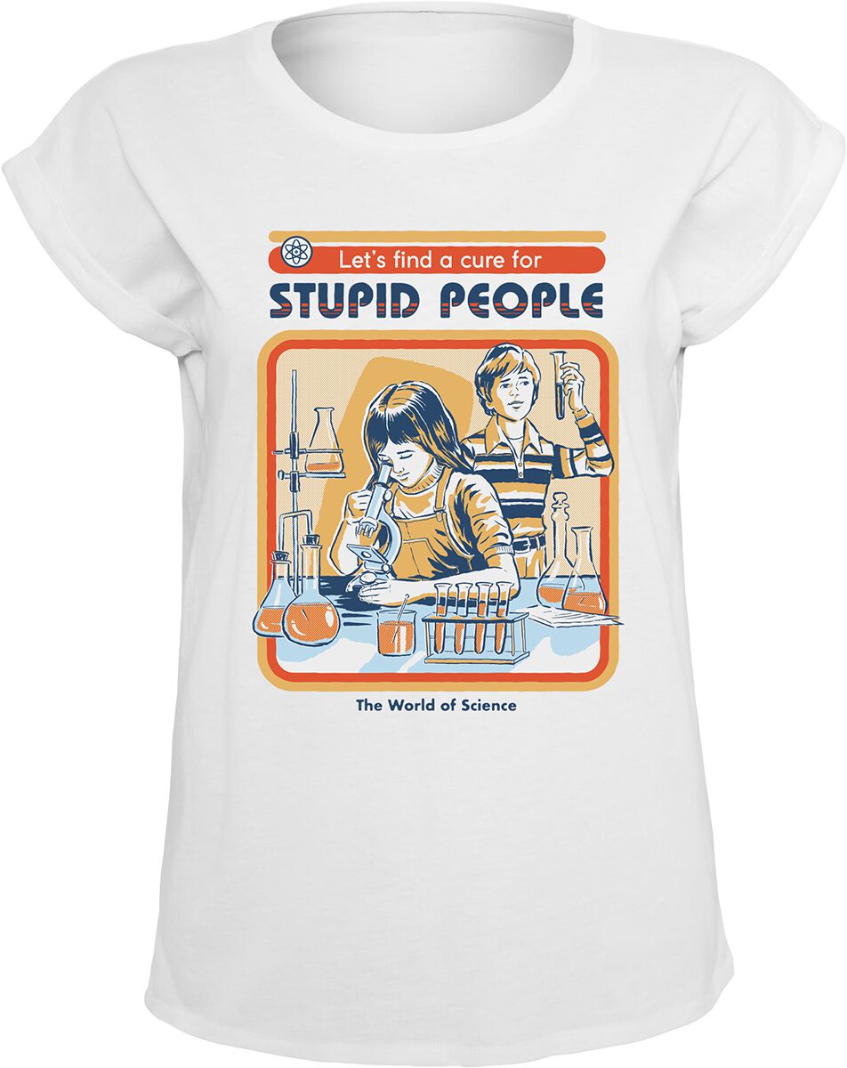 Image of T-Shirt Magliette Divertenti di Steven Rhodes - A Cure for Stupid People - S a 5XL - Donna - bianco