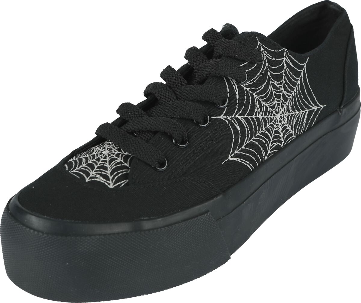 Image of Sneaker Gothic di Gothicana by EMP - LowCut Plateau Trainers With Spiderweb Embroidery - EU37 a EU41 - Donna - nero