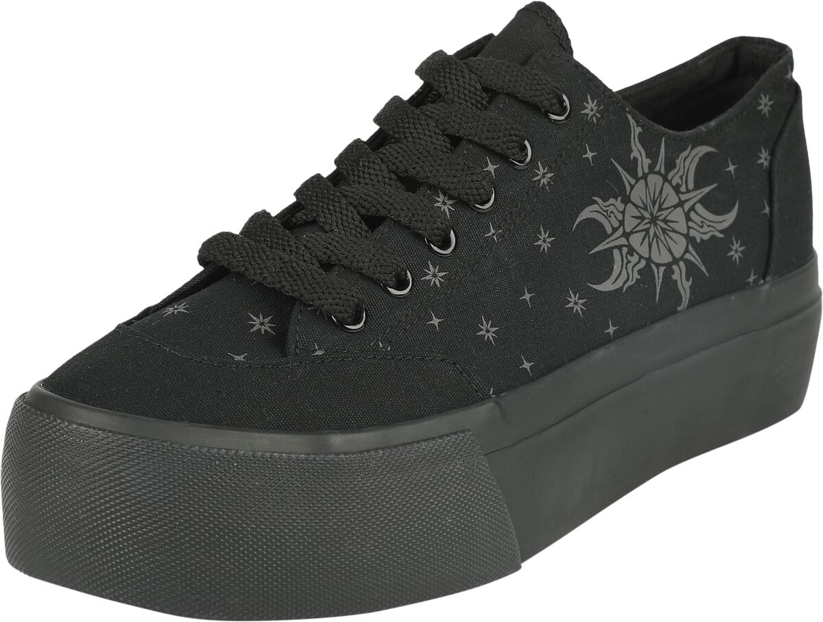 Image of Creepers Gothic di Gothicana by EMP - Plateau Trainers with stars, moon and sun - EU37 a EU41 - Donna - nero