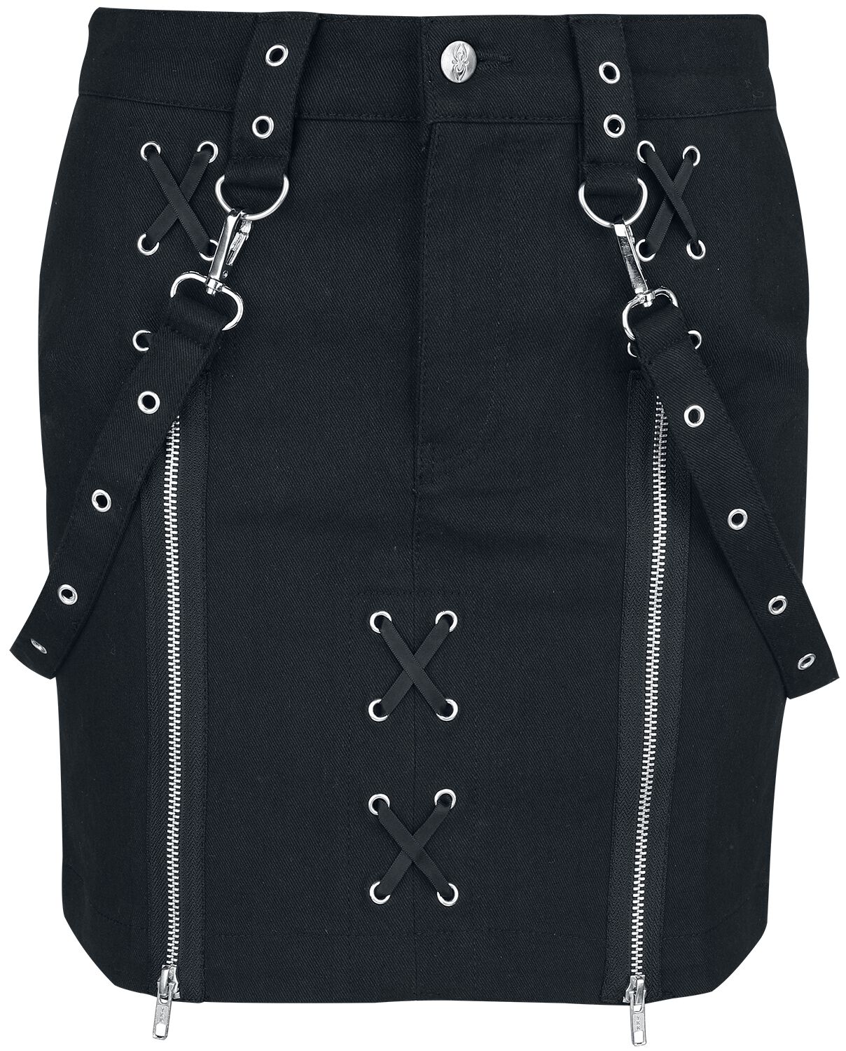 Levně Gothicana by EMP Sukně s očky a řemínky Mini sukně černá