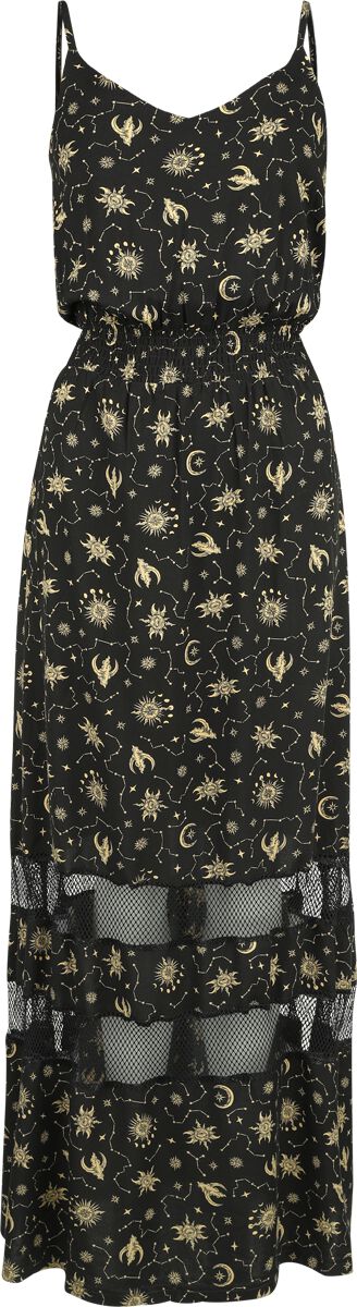 Image of Abito lungo di Gothicana by EMP - dress with stars, sun and moon - S a XXL - Donna - nero