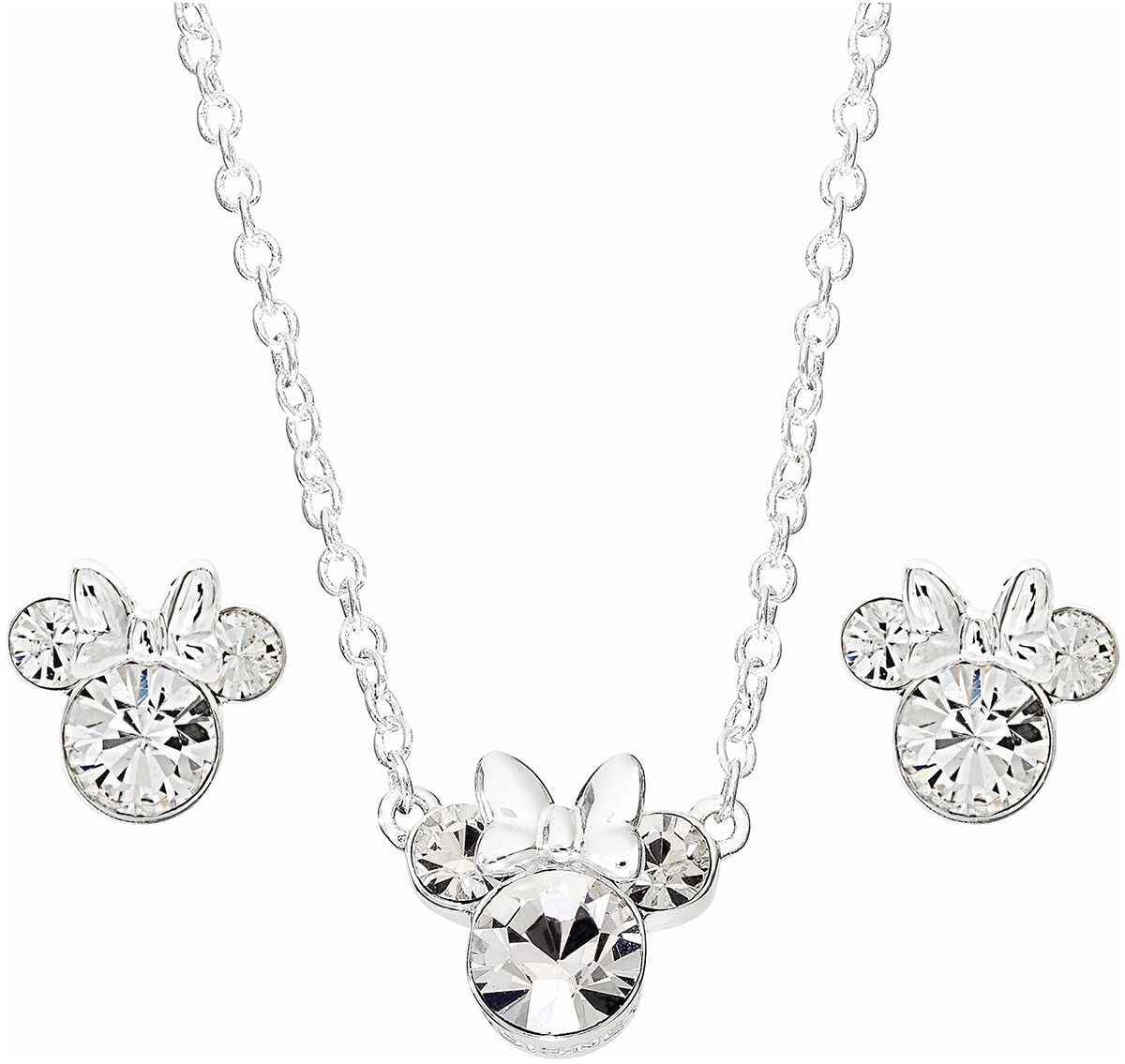 Mickey Mouse Minnie Maus - Halskette und Ohrstecker Halskette silberfarben